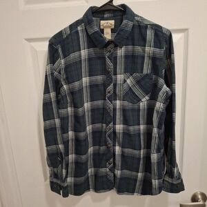 Blue‎ Mountain Large Green Plaid Button-Down Flannel Workwear Shirt